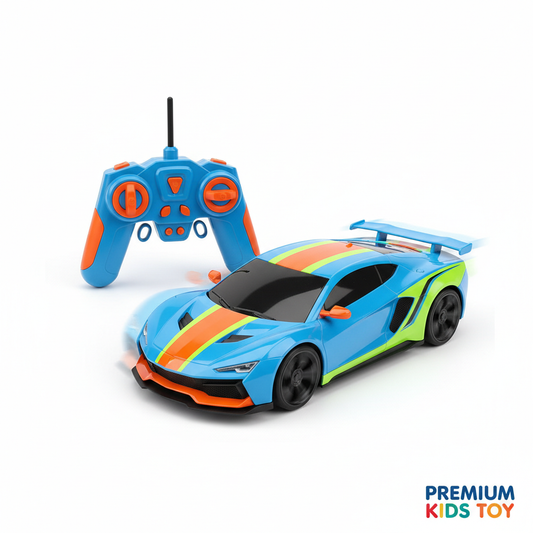 High speed remote control car with controller on white background