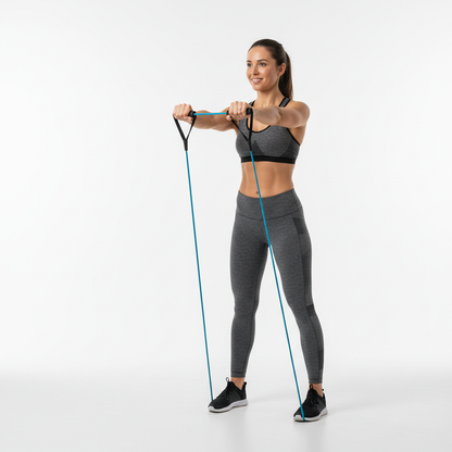 Person using resistance bands for workout exercise