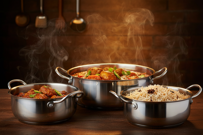 Stainless Steel Cooking Pot with Food