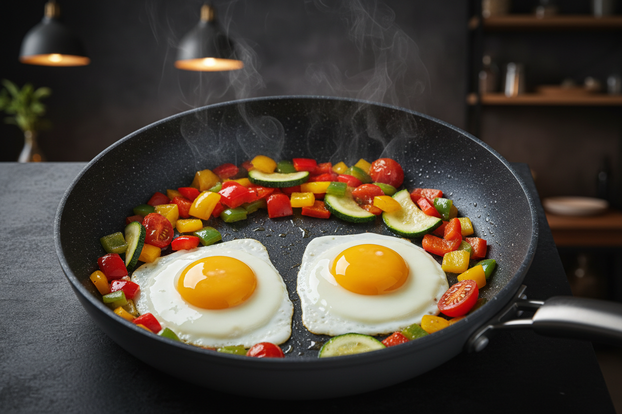 Non-Stick Frying Pan with Food