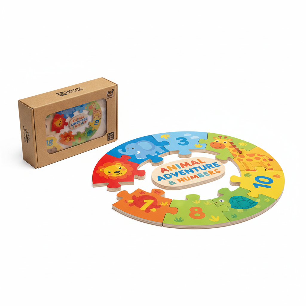 Colorful kids educational puzzle set on white background