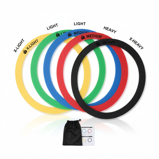 5 level resistance bands set on white background
