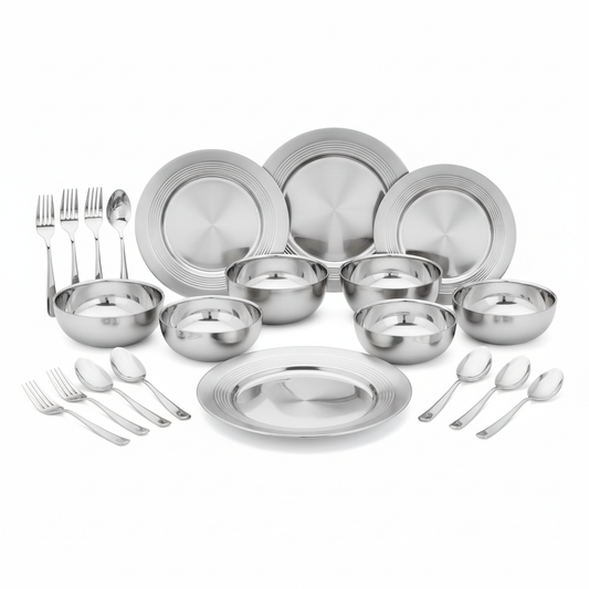 Stainless Steel Dinner Set 24-Piece - Product Shot
